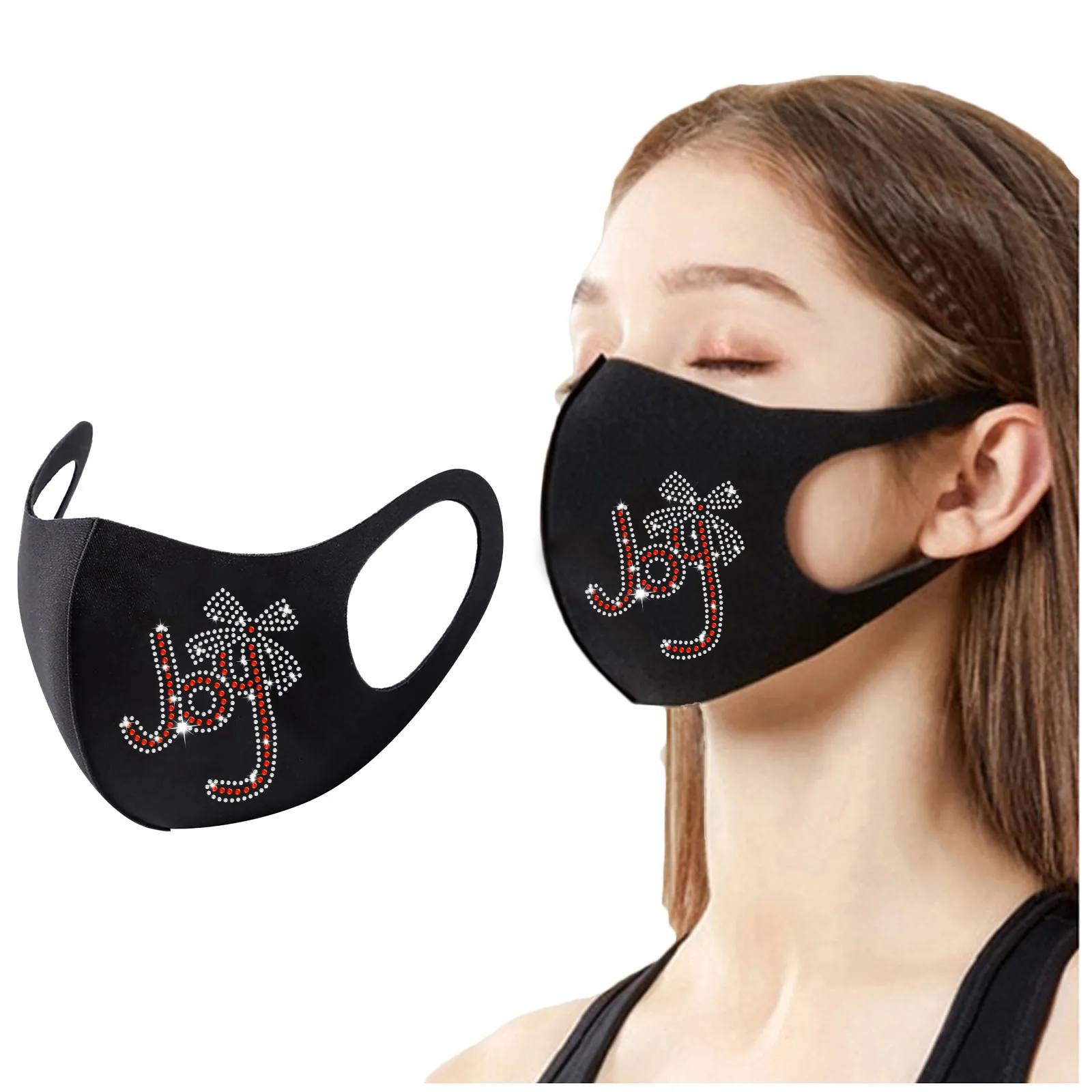 

1PC Unisex Adult Winter Mask Rhinestone Warm Ear Mask Washable Reuse Face Mask Disposable Mascarilla маска для лиа с пѬином